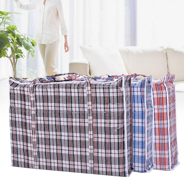 Moaere 6Pcs ExtraLarge Plastic Checkered Storage Laundry Shopping Bags Plastic Woven Bag