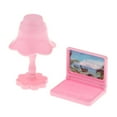 thumbnail image 1 of TISHITA 1 Pack Dollhouse Mini Laptop Scene Miniature Computer Table Lamp Set Simulation Pink, 1 of 6