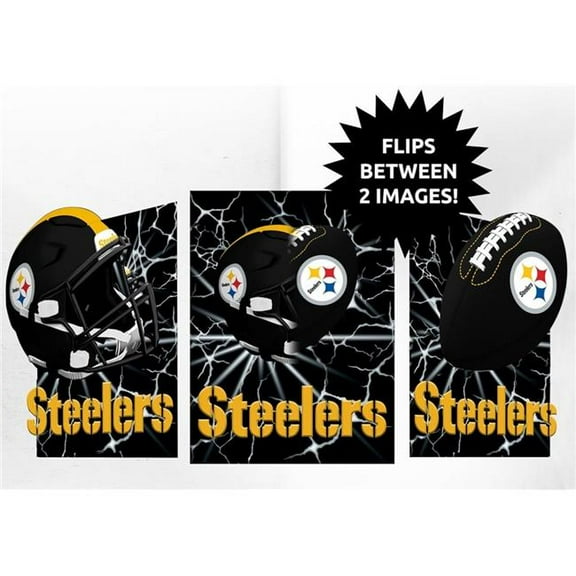 Sporticulture 4033142835 12 x 16 in. Pittsburgh Steelers 3D Art Print - Lightning Flip