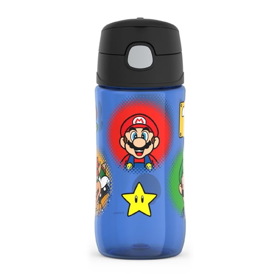 Thermos Kids Plastic Water Bottle with Spout, Mario, 16 oz