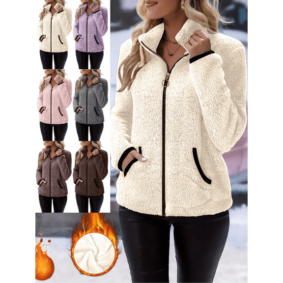 Women's Jackets Long Sleeve Zip Up with Pockets Lightweight Oversized Jacket Casual Outfits Fall Winter Outerwear
