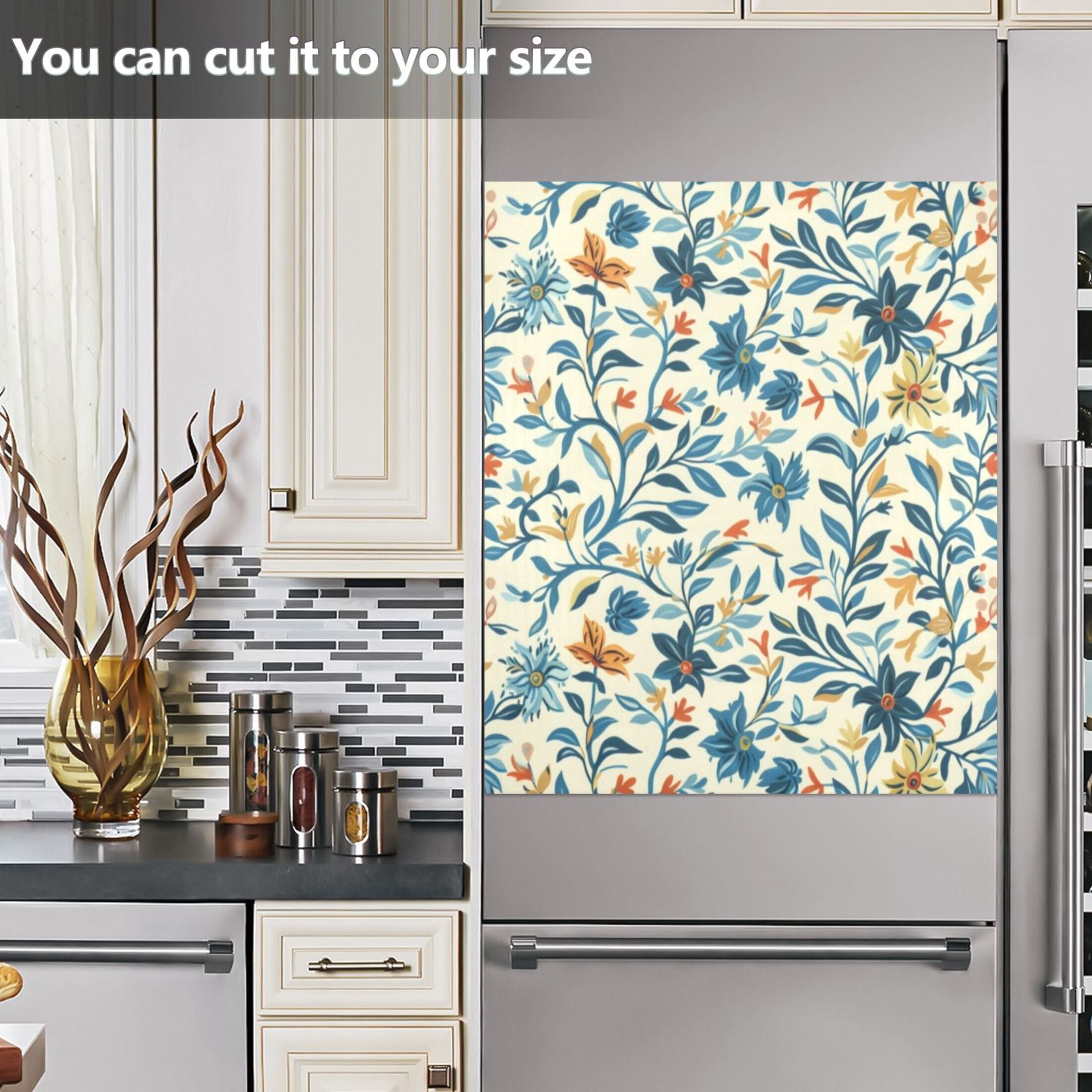 Dishwasher Magnetic Sticker 23x26 Inch Refrigerator Magnetic Sticker Washing Machine Magnetic Sticker Kitchen Panel Magnetic Sticker Home Decor Lovely Flowers Seamless