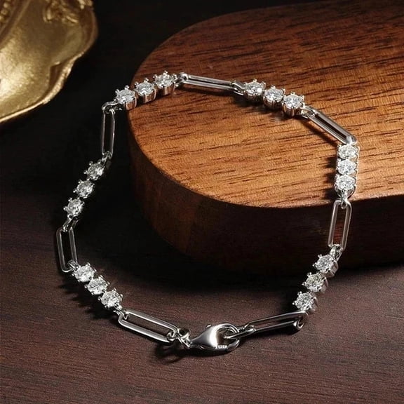 3Ct Round Lab Created Diamond Pepar Clip Tennis Bracelet 14k White Gold Plated