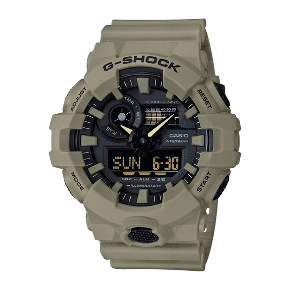 G-Shock Front Button Analog Digital Resin Watch in Beige GA700UC-5A