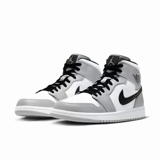 N I-K-E A i r-Jor-dan 1 Mid Light Smoke Grey Black White 554724-092 Men's Size 10