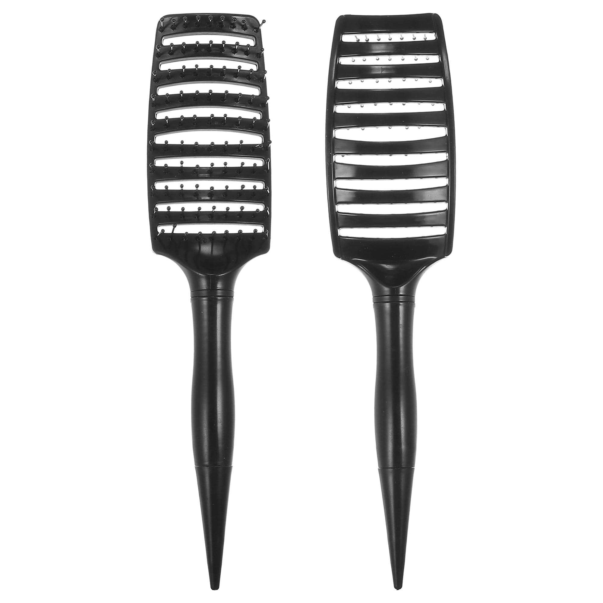 Unique Bargains 1Pc Wide Curved Vented Hair Brush for Tangles and Knots Black