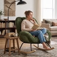 thumbnail image 6 of Homy Casa Upholstered Rocking Accent Chair with Solid Wood Base, Lounge Chair for Living Room, Bedroom, Reading Corner, 6 of 9