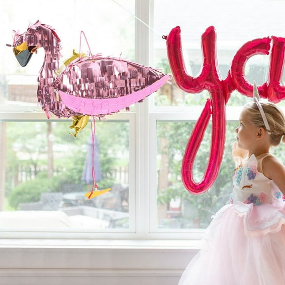 PTOOTP 1 Set Cute Animal Pinata Paper With Flamingo Shape For Summer Pool Party Pink