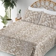 thumbnail image 3 of Ambesonne Vintage Fitted & Flat Sheet with Shams 4 Pcs Set, Leafy Print Nude Tone Motif, Calking, Pale Sepia and White, 3 of 5