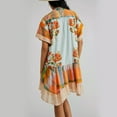 thumbnail image 3 of WILLBEST Robes Boho Sans Bretelles Dress pour Femmes, Robes Flowy Dress à Volants Mini Dress Col en V Profond Décontracté Floral, 3 of 7