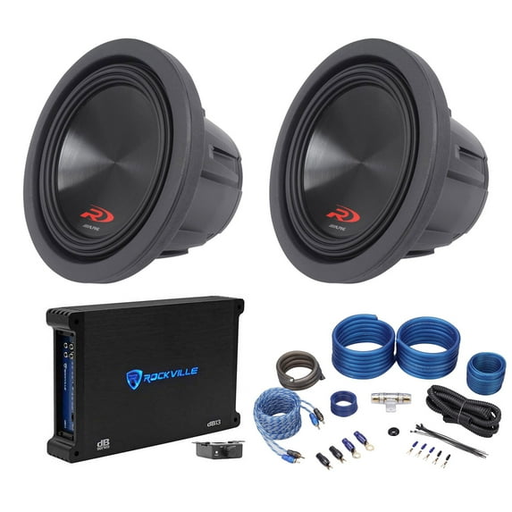 (2) Alpine SWR-8D2 8" 1000w DVC Car Subwoofers+Mono Sub Amplifier+Amp Kit SWR8D2