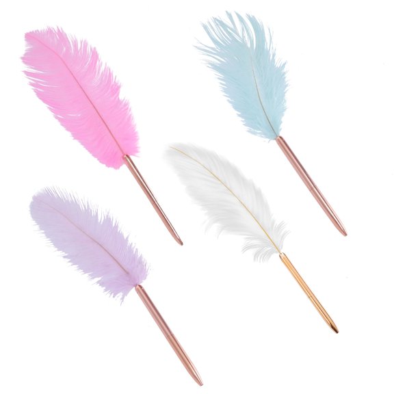 4pcs Feather Pen Black Ink Ballpoint Pen Writing Pen Wedding Signing Pen Calligraphy Pen Stationery Pen for Student
