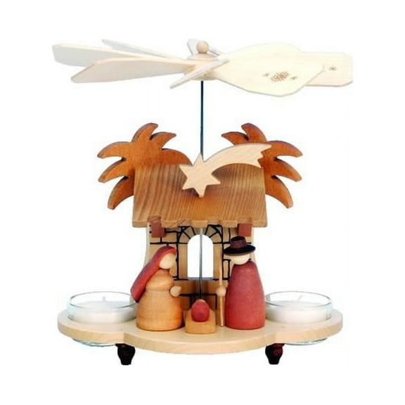 Christian Ulbricht Pyramid  Holy Family scene in natural wood finish