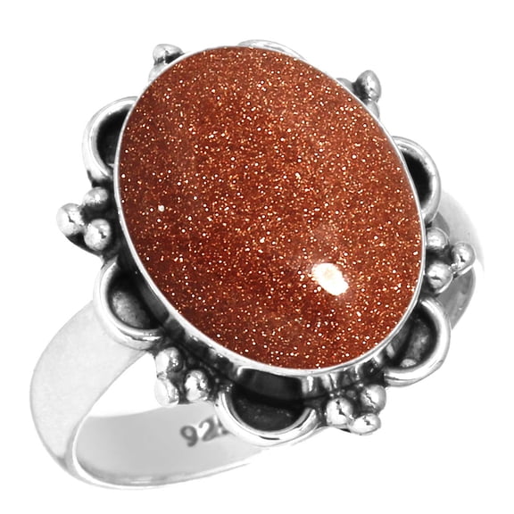 925 Silver Ring For Women - Men Brown Gold Sunstone Stone Silver Ring Size 6 Boho Silver Ring Size 6 Gift For Ladies On Engagement 925 Silver Jewelry With Gemstone