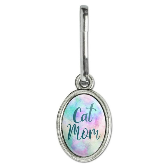 Cat Mom Colorful Antiqued Oval Charm Clothes Purse Suitcase Backpack Zipper Pull Aid