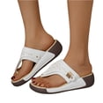 thumbnail image 2 of Willtoo Women Wedge Sandals Platforms Open Toe Chunky Heels Hollow Slippers Slip on Vintage Wide Width Non-Slip Summer Dressy Solid Color Fashion Walking Comfort Beach Outdoor Shoes, 2 of 5