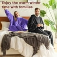 thumbnail image 6 of yescool Wearable Blanket Hoodie - Birthday Christmas Gifts for Women Mom Girlfriend, Oversized Flannel Sherpa Cozy Hooded Blanket Sweatshirt Adult With Hood Pocket & Sleeves, One Size Fits All (Grey), 6 of 8