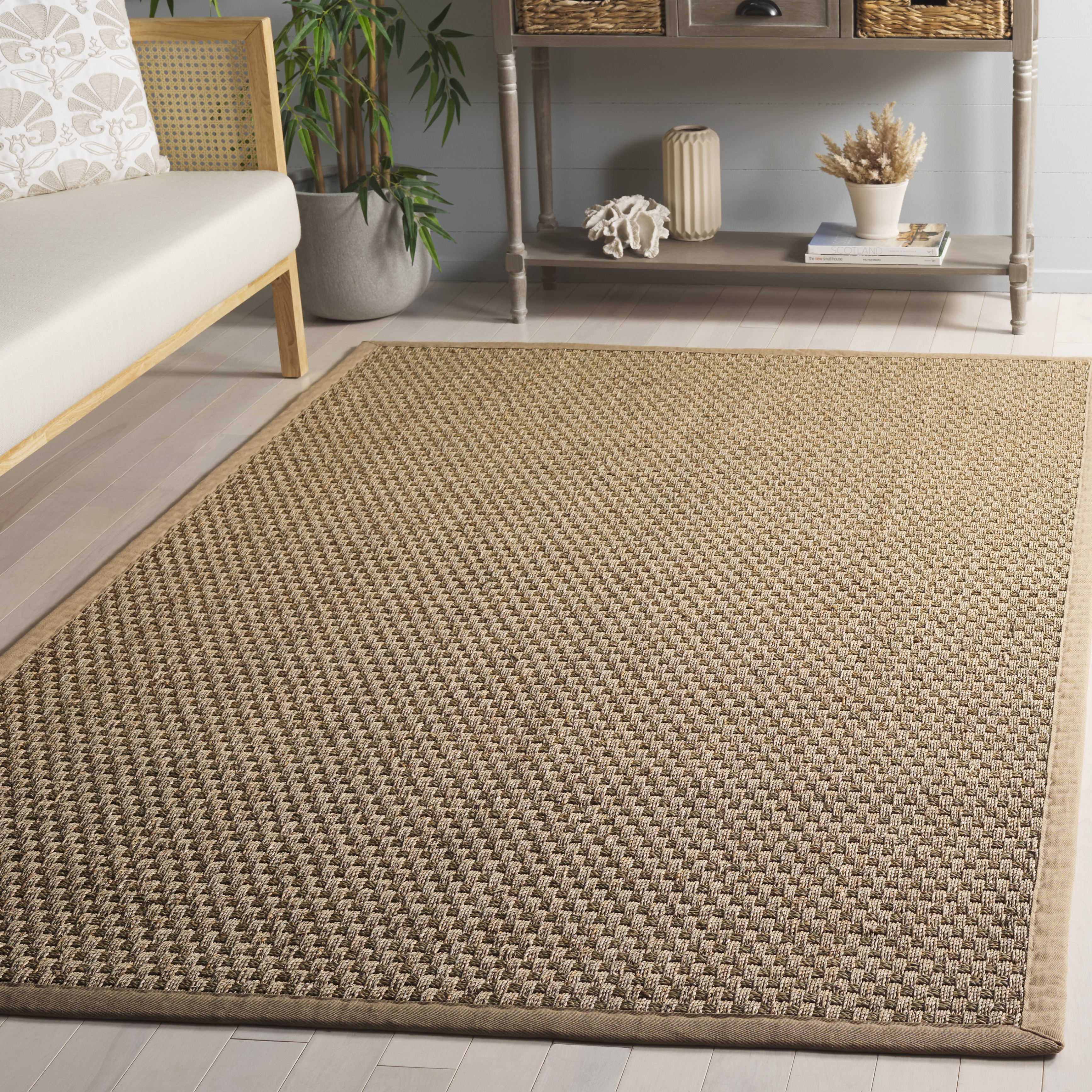SAFAVIEH Natural Fiber Arbor Bordered Area Rug, Natural/Beige, 5' x 8' - Coastal Design, Natural & Beige, Seagrass, Ideal for Entryway, Kitchen, Living Room, Office