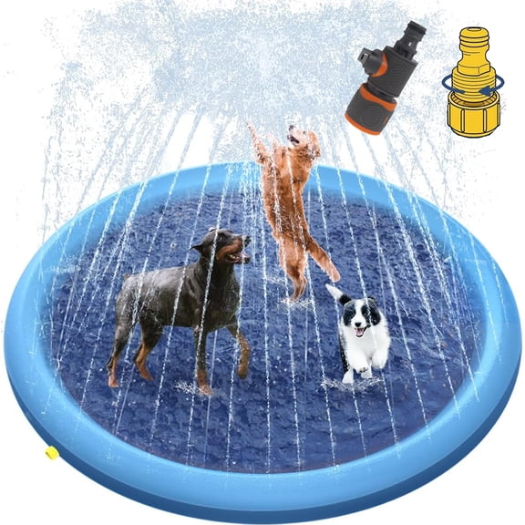 Splash Pad, Cuopluber 67in Anti-Slip Splash Pad for Kids Dogs 0.55mm Thickened Dog Pool Splash Sprinkler Pad Durable Summer Outdoor Water Toys for Baby Toddler Boys Girls Pet