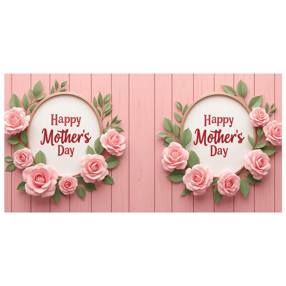 Floral Design Mother's Day Banner Rose Decoration Flower Wreath Mother's Day Sign for Celebration Decoration Event Party