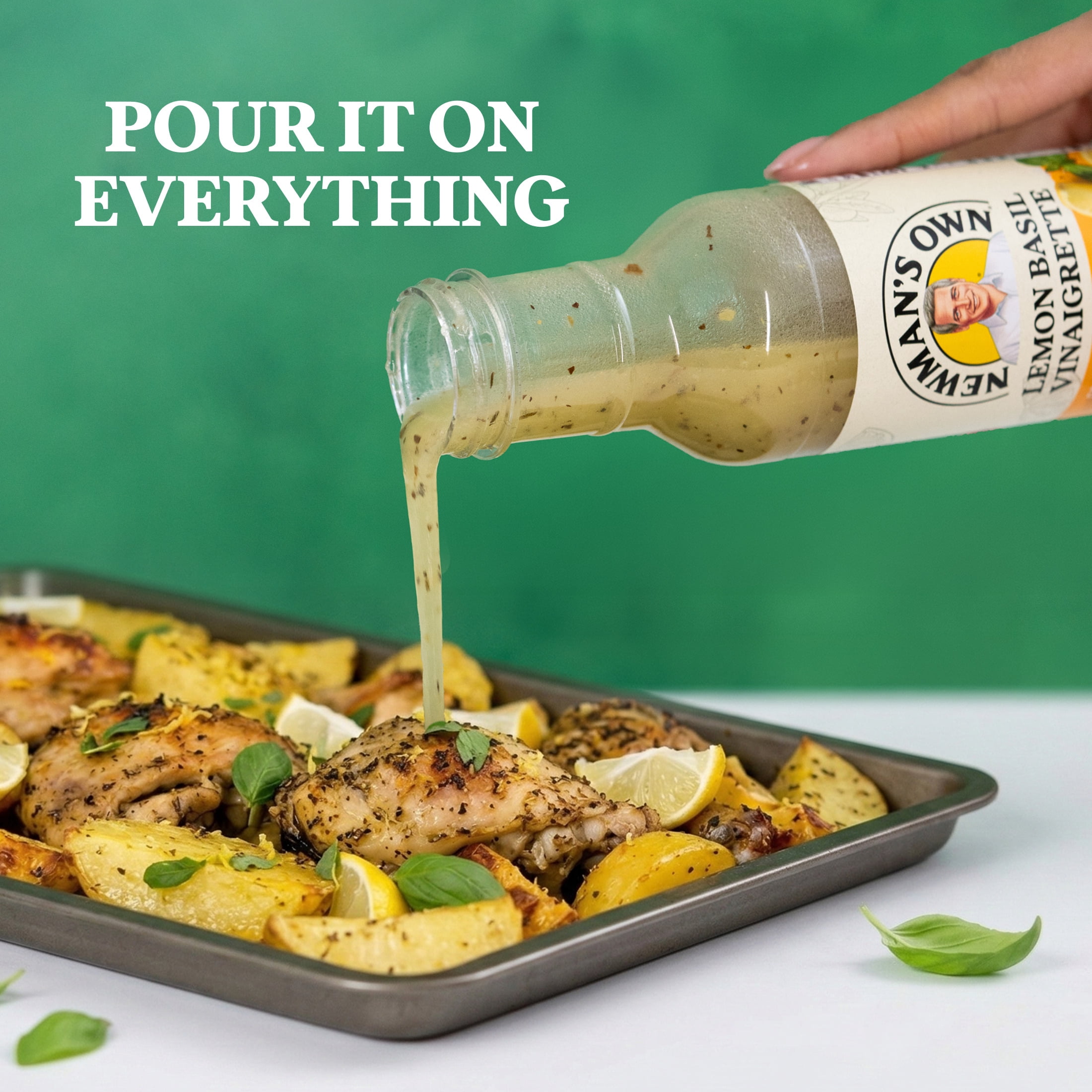 (2 pack) Newman's Own Lemon Basil Vinaigrette Salad Dressing and Marinade, 12 fl oz