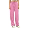 thumbnail image 6 of Women's Thermal Wide Leg Sweatpants Fleece Lined Winter Loungewear Baggy Tall High Waisted Straight Fit Pants Pink S, 6 of 7