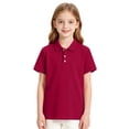 thumbnail image 3 of Girls Breathable Polo Shirt Kids Short Sleeve School Uniform Golf Shirt Casual Quick Dry Three-Button Polo Shirt 110, 3 of 7
