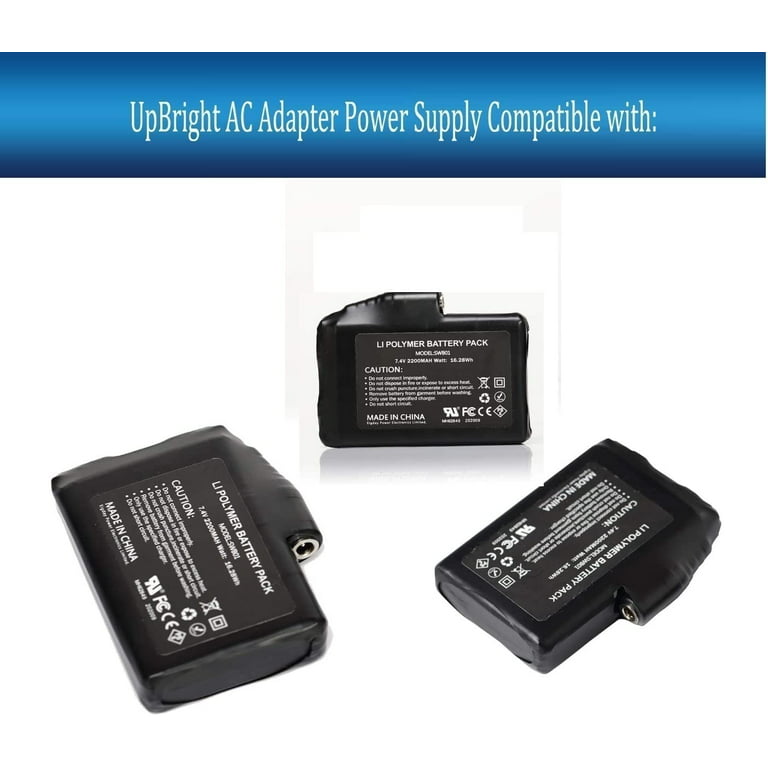 UpBright AC DC Adapter Compatible with LiPolymer Battery Pack 7.4V Model  SWB01 2200mAh 16.28Wh SWB03 3000mAh 22.2Wh SWB07 4400mAh 32.56Wh Li-Polymer  Power Supply Cord Cable Battery Charger Mains PSU 