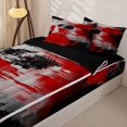 thumbnail image 3 of Erosebridal Contemporary Edgy Zipper Full Size Comforter Sets with Fitted Sheet and 2 Pillowcases,Paint Smear Pattern Zipper Bedding Set,Red Black Grey,Black Reversible, 3 of 6