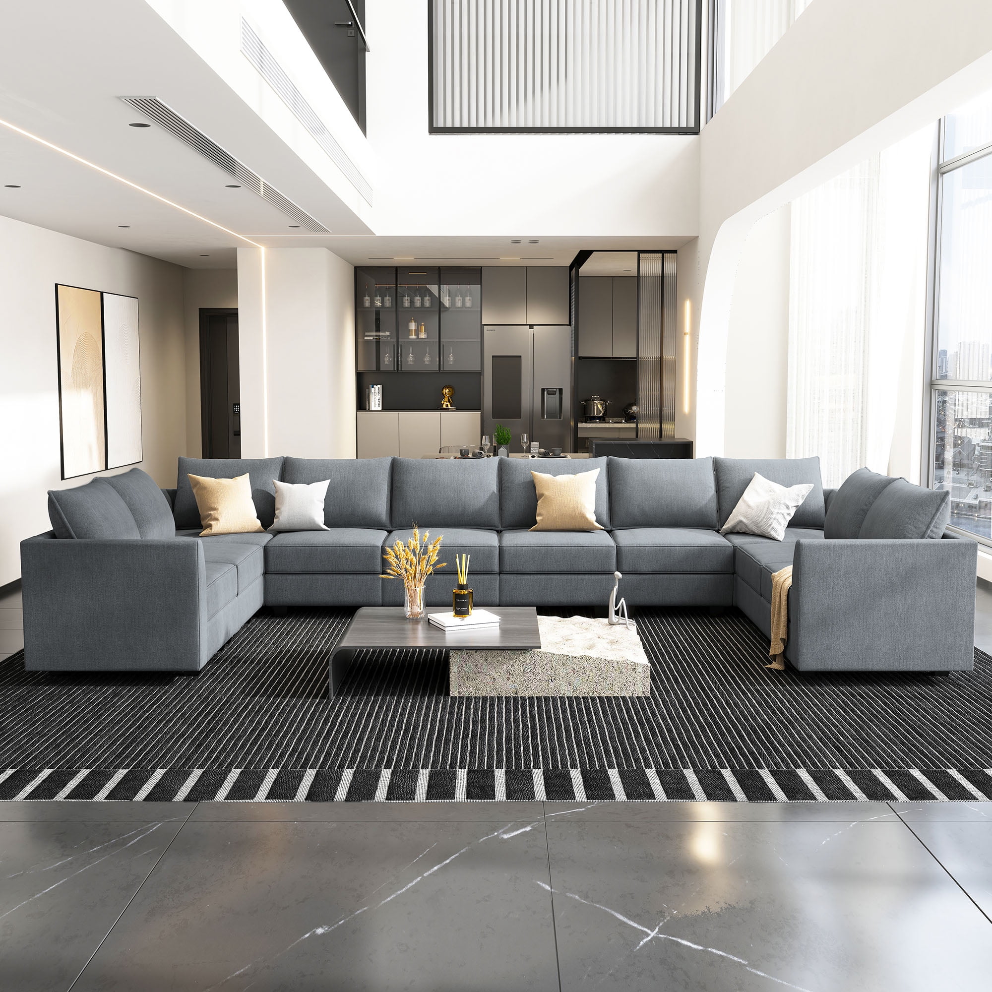 HONBAY Modular Sectional Sofa Couch with Storage Reversible Chaises, U Shaped Sectional Couch