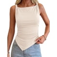 thumbnail image 2 of Asymmetrical Tops for Women Sleeveless Twist Straps Slim Fit Y2K Ruched Tank Shirts Going Out Top Color XL, 2 of 9