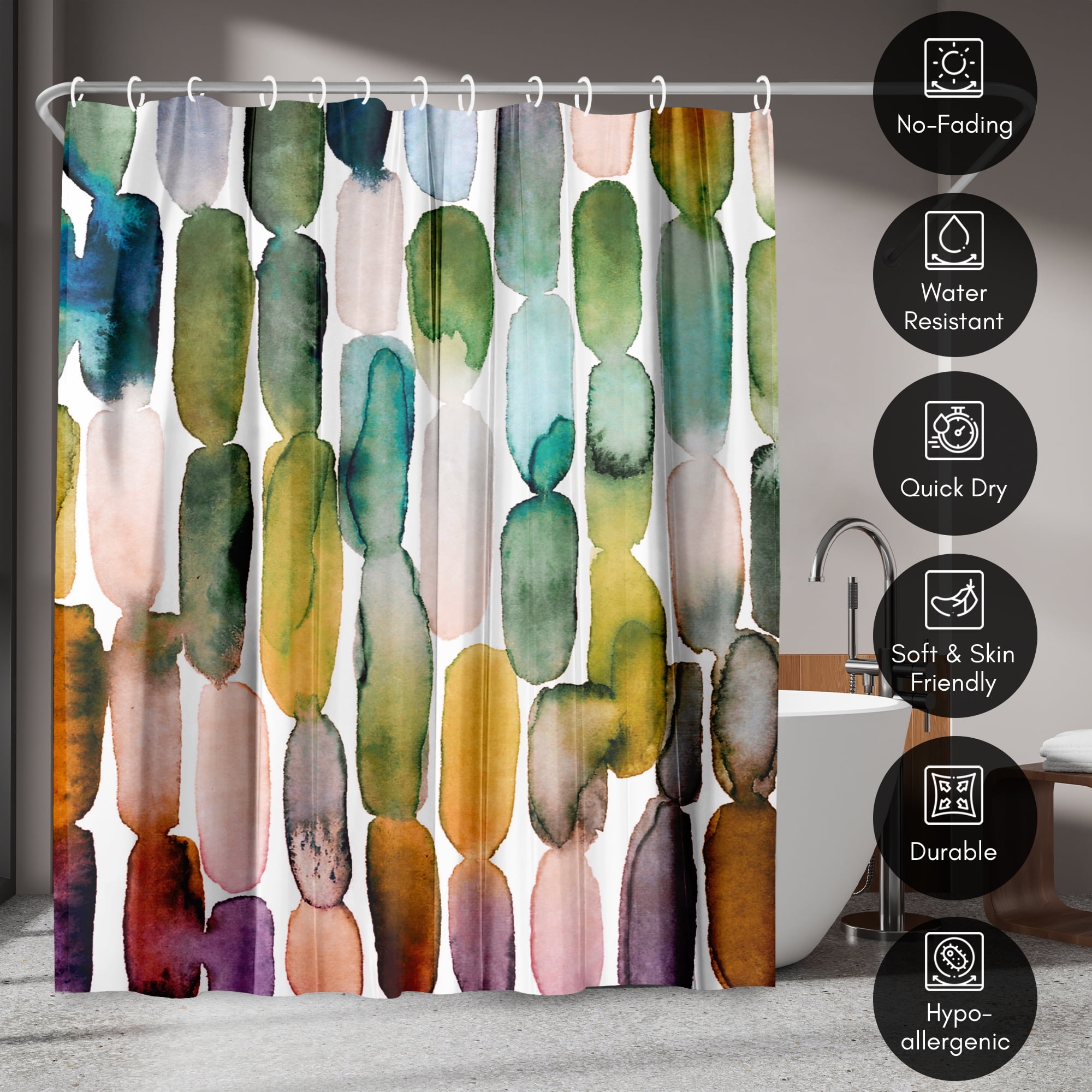 Americanflat 71" x 74" Shower Curtain, Watercolor Strokes 1 by Lisa Nohren