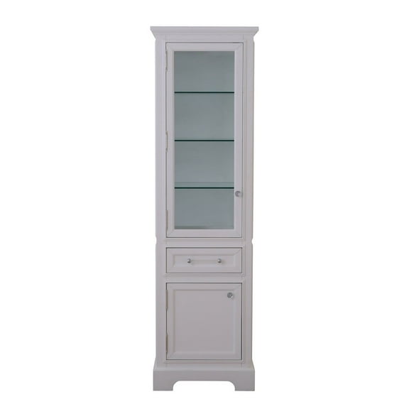 Water Creation Derby 72" Solid Hardwood Linen Cabinet in White/Chrome