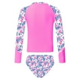 thumbnail image 2 of YONGHS Kids Girls Bathing Suit Long Sleeve Rash Guard Shirts with Briefs Sun Protection Beach Swimwear Pink 12, 2 of 7