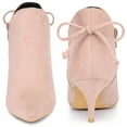 thumbnail image 2 of DARING DIVA Women's Pointed Toe Bow Cutout Kitten Heels Ankle Booties 9 Dust Pink, 2 of 4
