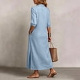 thumbnail image 6 of MaFYtyTPR Women's Collared Maxi Dress Button Down 3/4 Sleeve Relaxed Fit Shirt Dress with Pockets for Daily Wear A-Light Blue L, 6 of 6