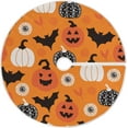 thumbnail image 1 of FMSHPON Halloween PatternBats Pumpkins Xmas Christmas Tree Skirt Stand Mat for Holiday Party Decoration Indoor Outdoor 48 inches, 1 of 6
