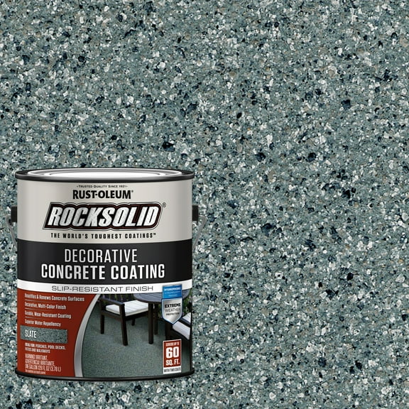 2 Pack, Slate, Rust-Oleum RockSolid Decorative Concrete Interior/Exterior Solid Stain Matte - 306267, Gallon