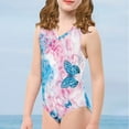 thumbnail image 4 of FOR U DESIGNS Fashion Butterfly Sleeveless Swimwear for 9-10 Years Old Girls Blue Pink Tie Dye One Piece Swimsuit Skin-Friendly Toddler Girl Bathing Suit, 4 of 8