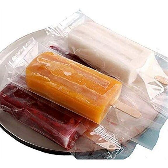 Ice Popsicles Bags Thick Frozen Pops Ice Cream Plastic Wrappers for Candy Food Grade Hot Sealing Packing Containers (200Pcs ,Clear)