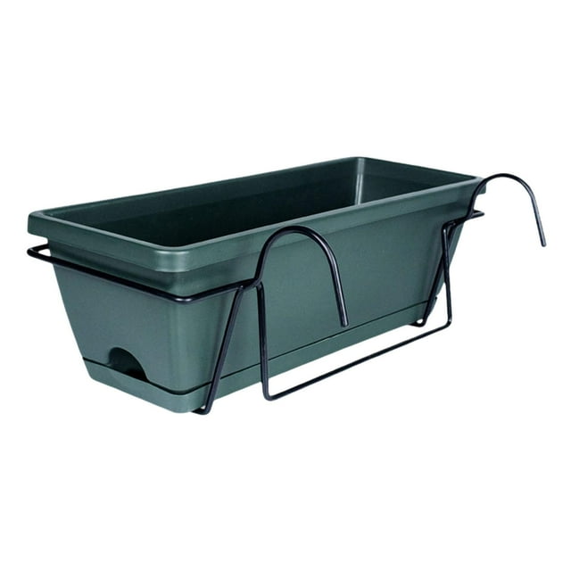 Maytalsory Rectangular Window Box Fence Potted Convenient For Decorating Small Spaces With Beautiful Plants Balcony Railing Planter dark green