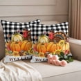 thumbnail image 2 of Fall Pumpkins Turkey Outdoor Waterproof Pillow Covers, Thanksgiving Sunflowers Retro Plaid Decorative Square Throw Pillowcase Sofa Cushion Sham for Patio/Couch/Chair, 18"x18" 2 Pack, 2 of 8