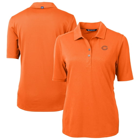 Women's Cutter & Buck Orange Chicago Bears Virtue Eco Pique Recycled DryTec Polo