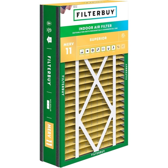 Filterbuy 16x25x5 Air Filter MERV 11 Allergy Defense, Pleated HVAC AC Furnace Filter Replacement for Trion Air Bear Cub & More, 1-Pack