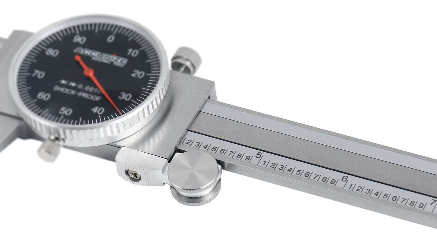 Accusize 0-12'' by 0.001'' Black Face, Red Needle, Dial Caliper Stainless Steel in Fitted Box, P920-B212