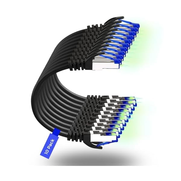 wonima11 Patch Cables Cat8 1ft 10 Pack Slim, Cat8 Ethernet Patch Cable 40G Support, Snagless Cat 8 Patch Cable for Patch Panel to Switch, Flexiable Cat 8 Ethernet Cable Datacenter with Gold Plated