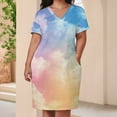 thumbnail image 3 of Colorful Tie Dye Vortex Women's Loose Short Sleeve Dress Casual Summer Plus Size Long Dresses with Pockets, 3 of 5