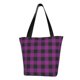 thumbnail image 1 of Fotbe Purple Black Plaid Bolsa de Playa con Estampado, Bolsa de Hombro, Bolsa de Mano Espaciosa, Bolsa de Viaje Ligera, Bolsa de Compras Versátil, 1 of 6