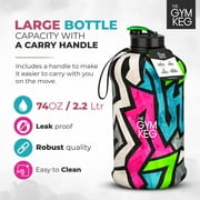The Gym Keg Sports Water Bottle 2.2 L Insulated Half Gallon Carry Handle Big Water