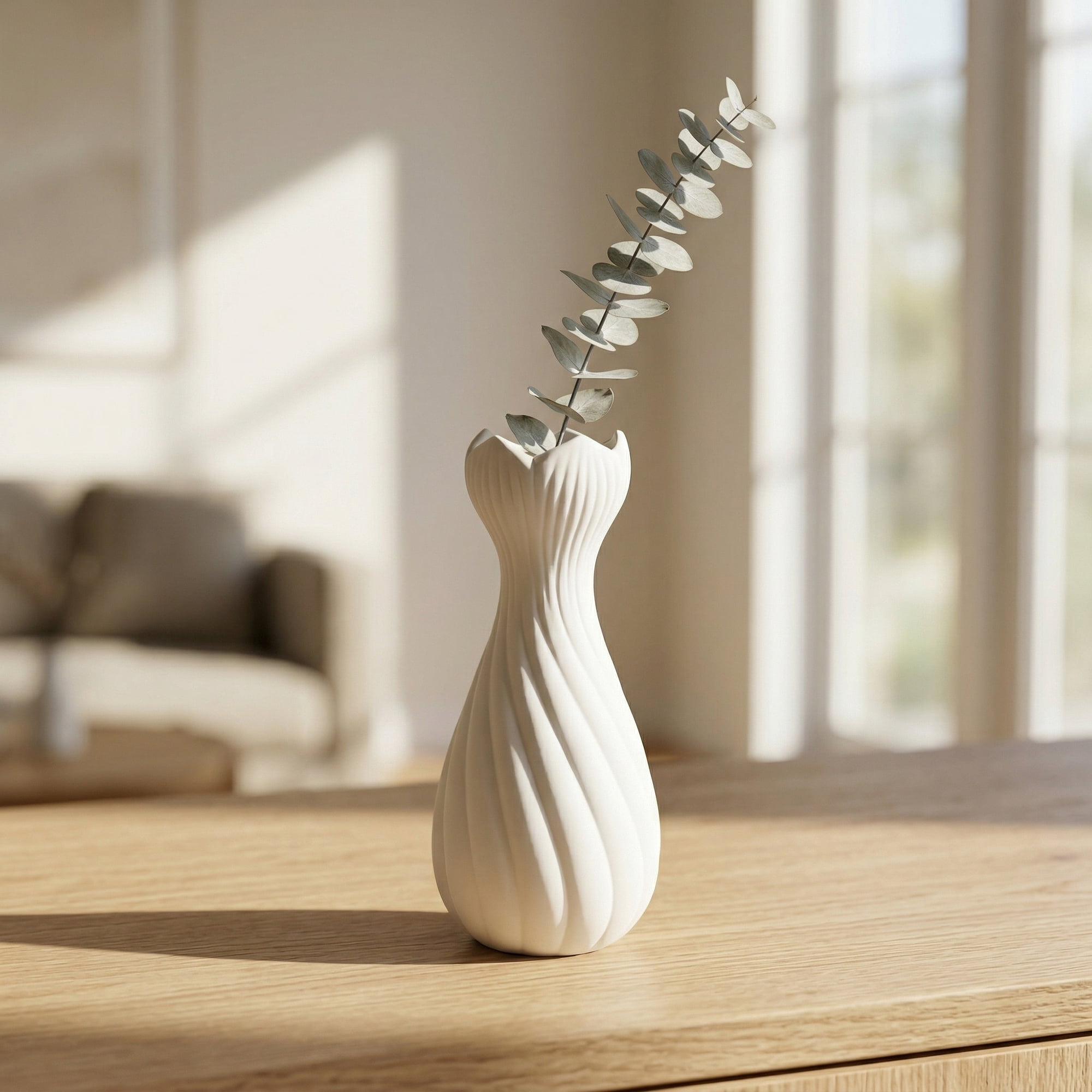 Unique Bargains Slim Ceramic Bud Decorative Vases for Desktop White 2"L x 2"W x 7.1"H